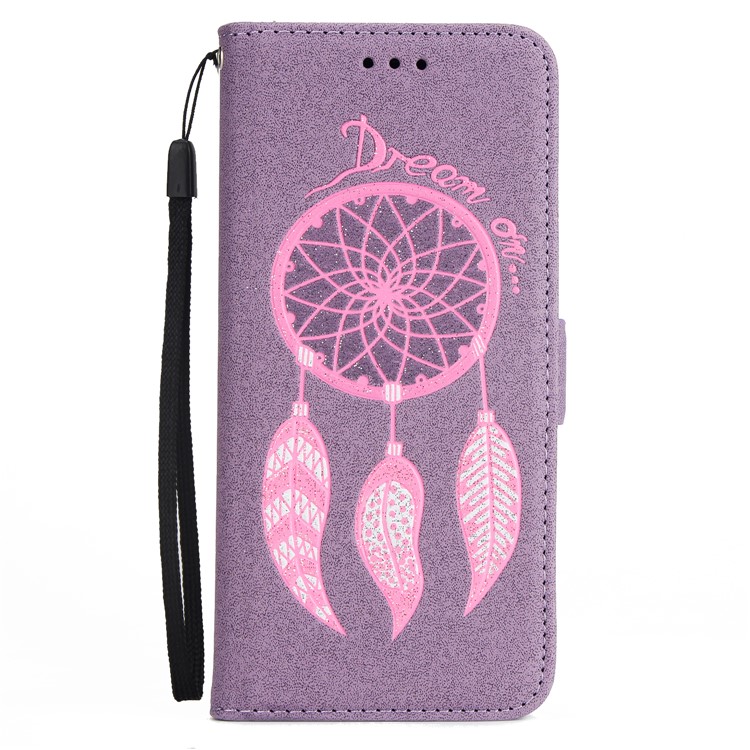 Imprint Dream Catcher PU Leather Mobile Casing with Card Holder for Samsung Galaxy S9 Plus SM-G965 - Purple-2