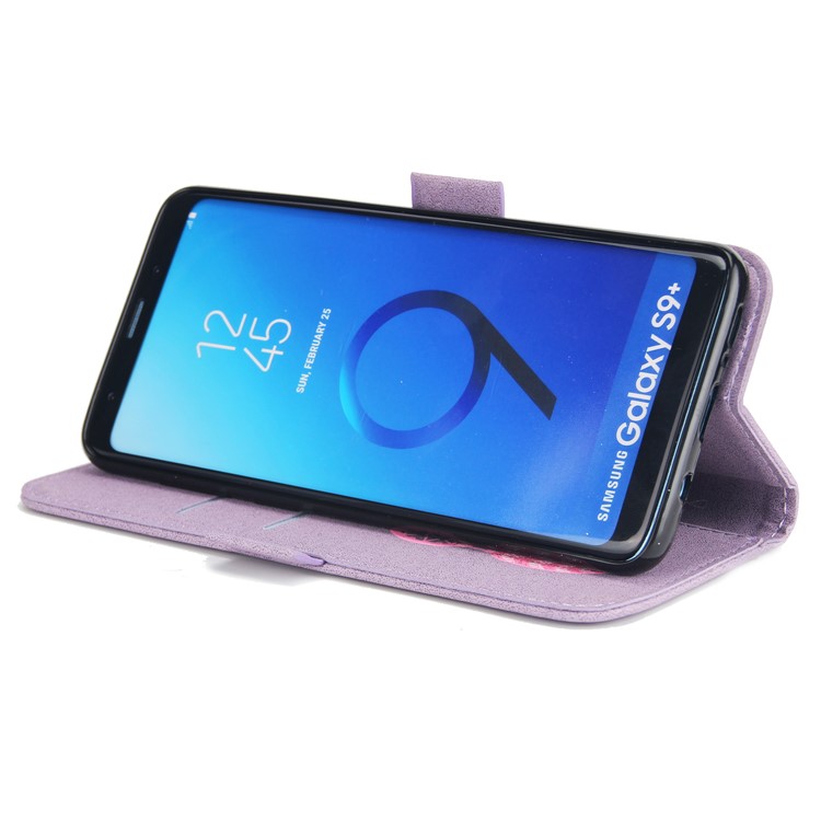 Imprint Dream Catcher PU Leather Mobile Casing with Card Holder for Samsung Galaxy S9 Plus SM-G965 - Purple-5