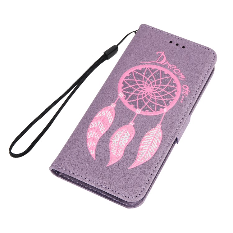 Imprint Dream Catcher PU Leather Mobile Casing with Card Holder for Samsung Galaxy S9 Plus SM-G965 - Purple-7