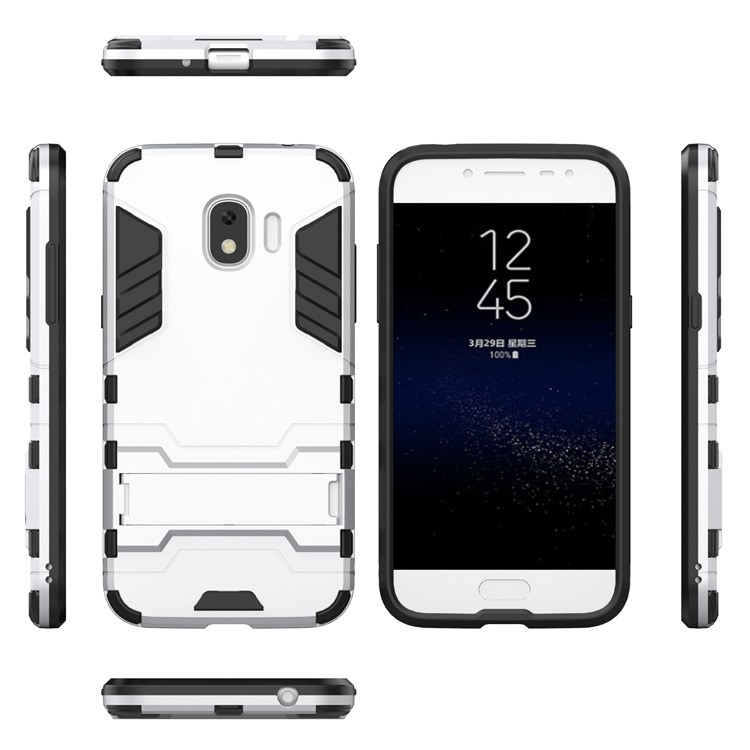 Cool Guard Hybrid PC TPU Cover with Kickstand for Samsung Galaxy J2 Pro 2018 - Silver-4
