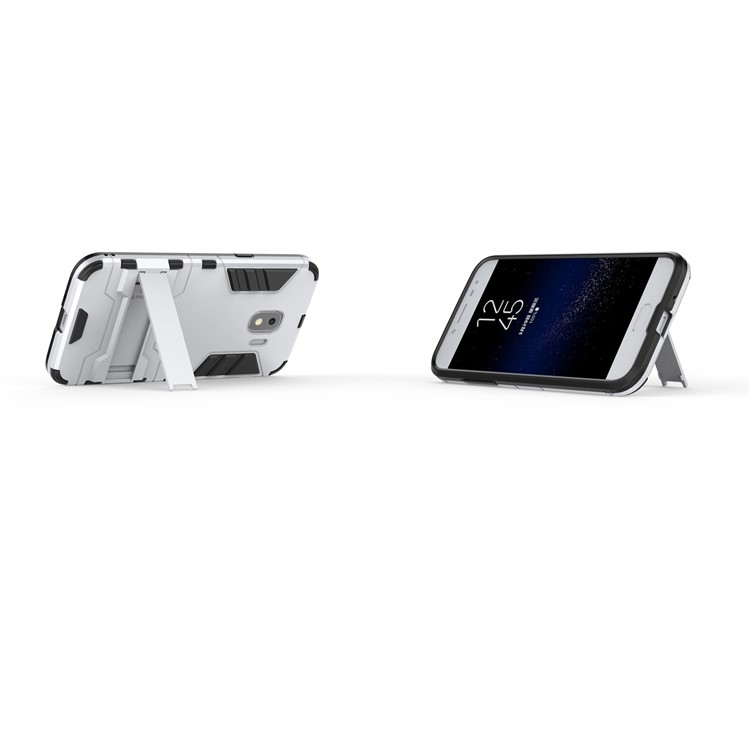 Cool Guard Hybrid PC TPU Cover with Kickstand for Samsung Galaxy J2 Pro 2018 - Silver-5