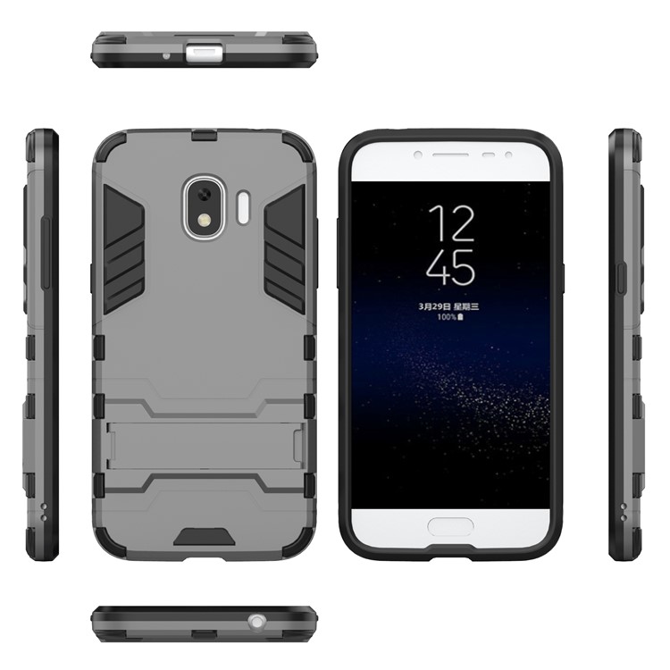Cool Guard Kickstand PC TPU Hybrid Phone Shell for Samsung Galaxy J2 Pro 2018 - Grey-4