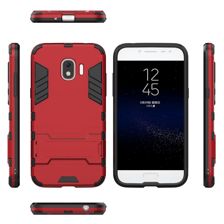 Cool Guard PC TPU Hybrid Cell Phone Cover Case with Kickstand for Samsung Galaxy J2 Pro 2018 - Red-4