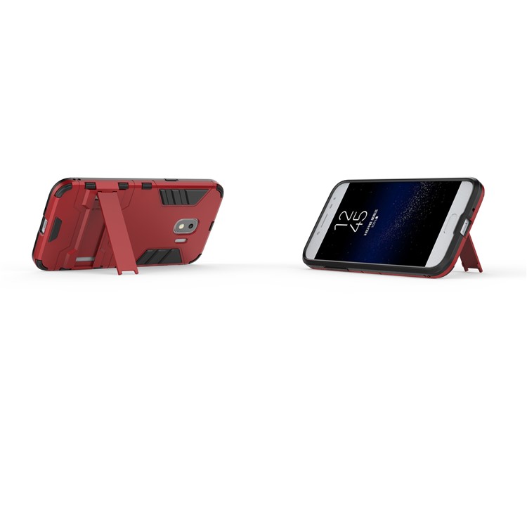 Cool Guard PC TPU Hybrid Cell Phone Cover Case with Kickstand for Samsung Galaxy J2 Pro 2018 - Red-5