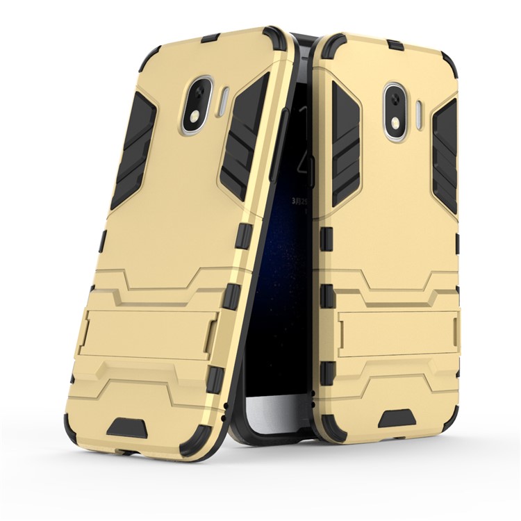 Cool Guard Combo PC TPU Kickstand Mobile Phone Casing for Samsung Galaxy J2 Pro 2018 - Gold-1