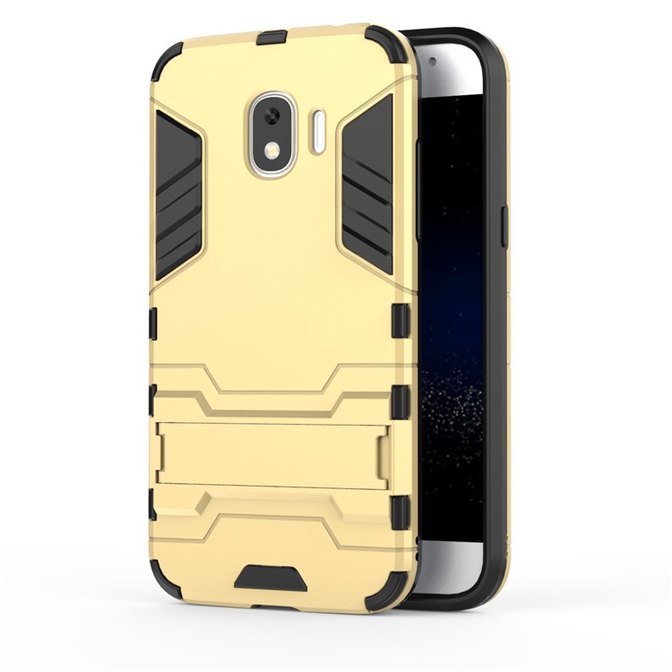 Cool Guard Combo PC TPU Kickstand Mobile Phone Casing for Samsung Galaxy J2 Pro 2018 - Gold-2