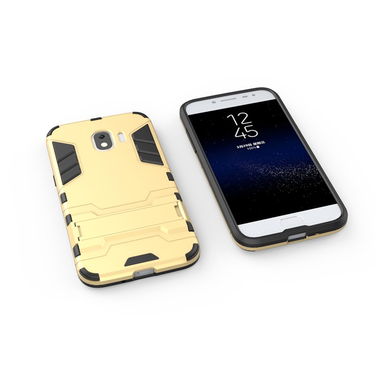 Cool Guard Combo PC TPU Kickstand Mobile Phone Casing for Samsung Galaxy J2 Pro 2018 - Gold-3
