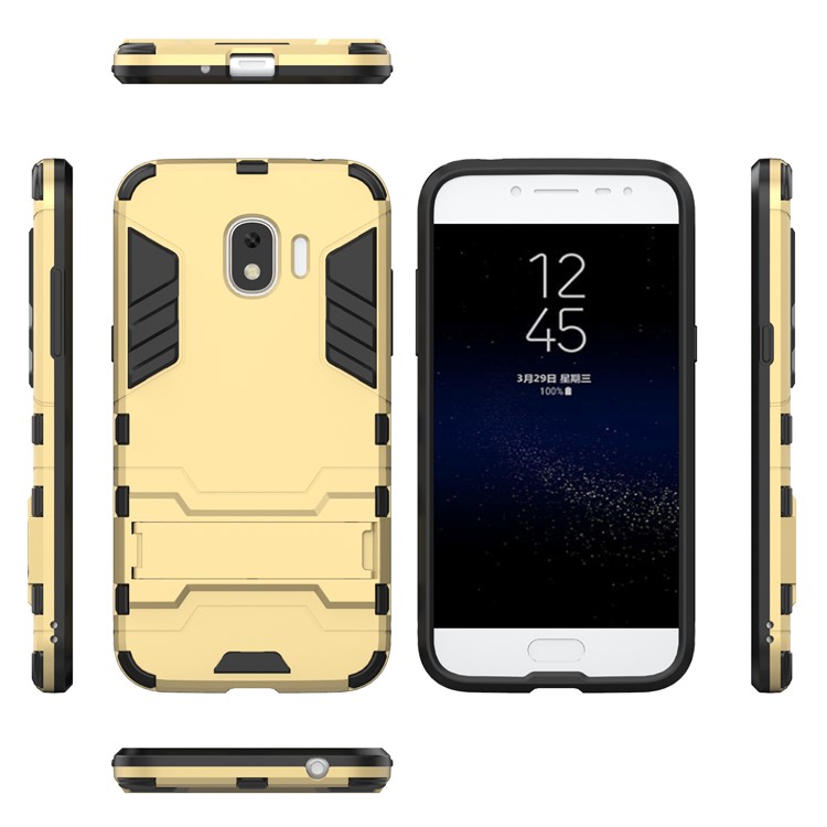 Cool Guard Combo PC TPU Kickstand Mobile Phone Casing for Samsung Galaxy J2 Pro 2018 - Gold-4