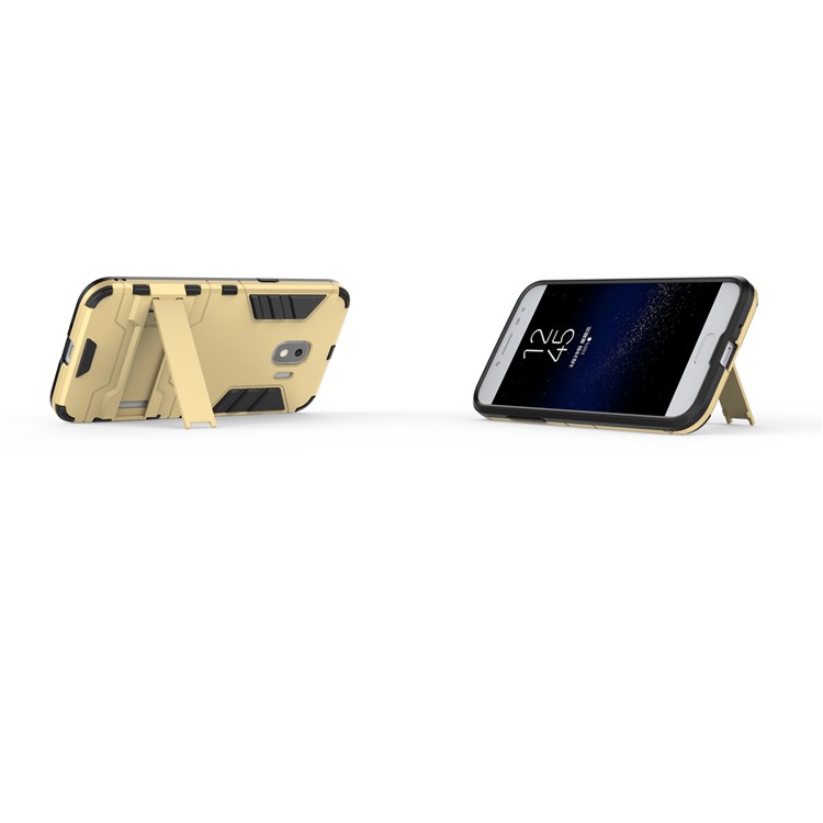 Cool Guard Combo PC TPU Kickstand Mobile Phone Casing for Samsung Galaxy J2 Pro 2018 - Gold-5