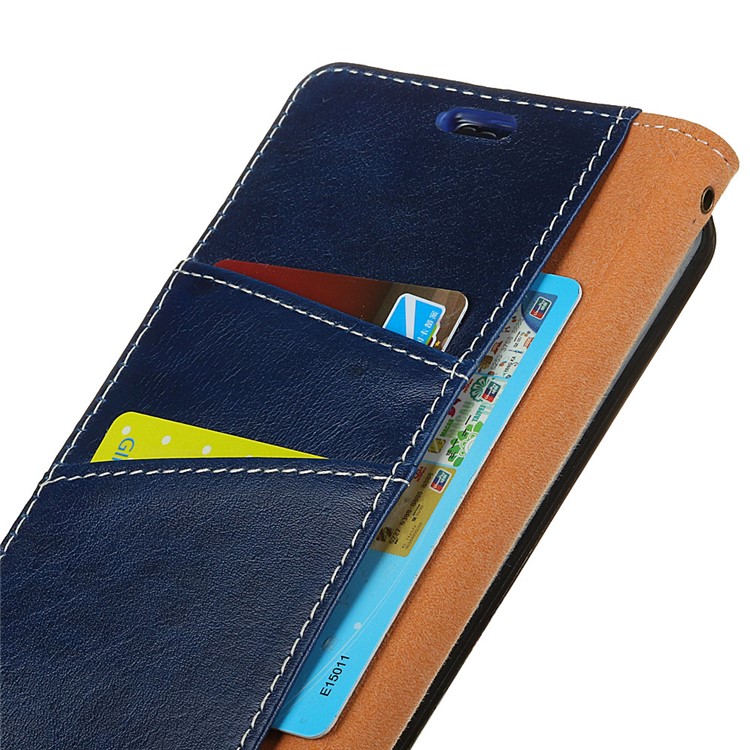 Genuine Leather Crazy Horse Flip Wallet Stand Shell for Samsung Galaxy S9 SM-G960 - Blue-2