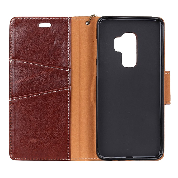Genuine Leather Crazy Horse Flip Wallet Stand Casing for Samsung Galaxy S9 SM-G960 - Brown-3