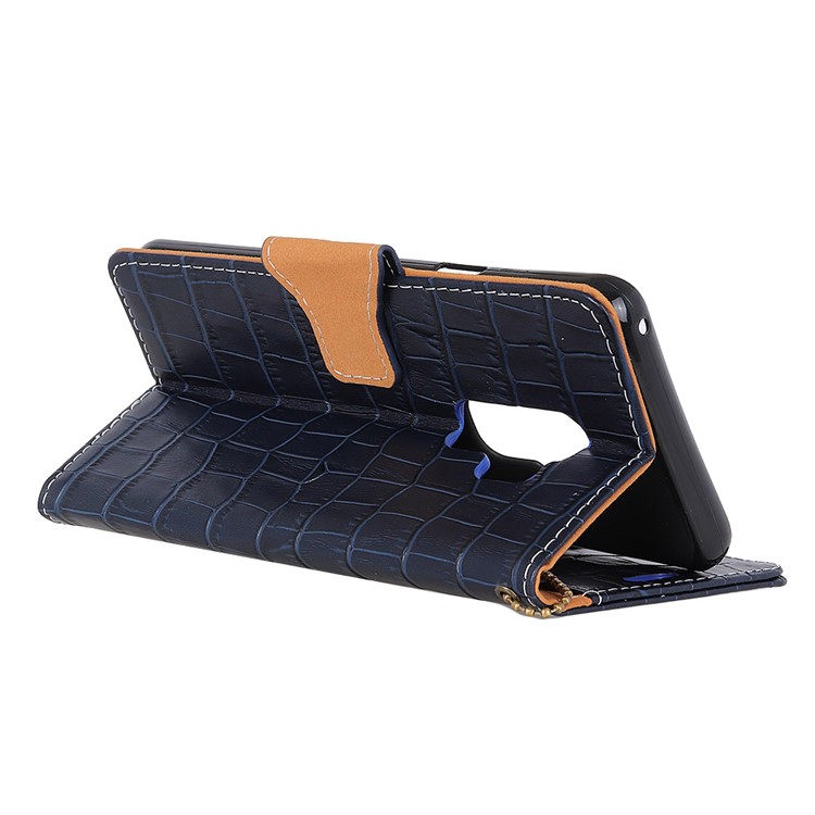 Crocodile Texture Genuine Leather Wallet Stand Case for Samsung Galaxy S9 G960 - Black-7