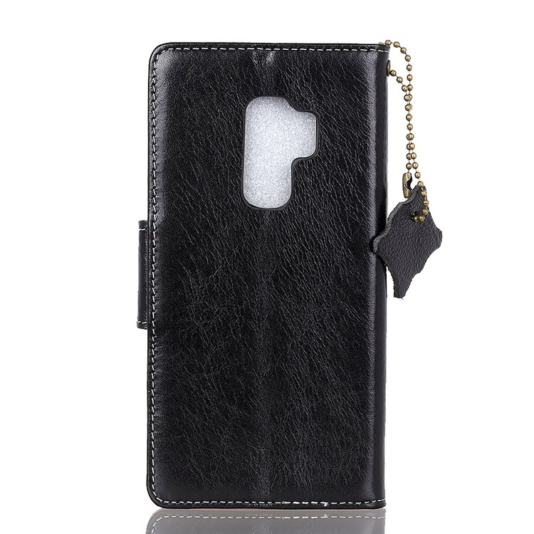 Crazy Horse Texture Genuine Leather Wallet Case for Samsung Galaxy S9+ G965 - Black-3