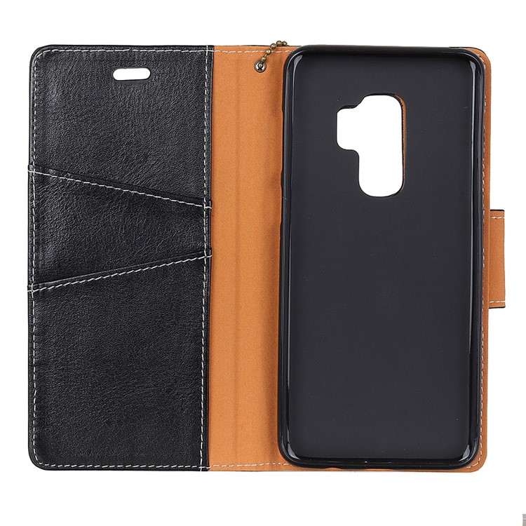 Crazy Horse Texture Genuine Leather Wallet Case for Samsung Galaxy S9+ G965 - Black-4