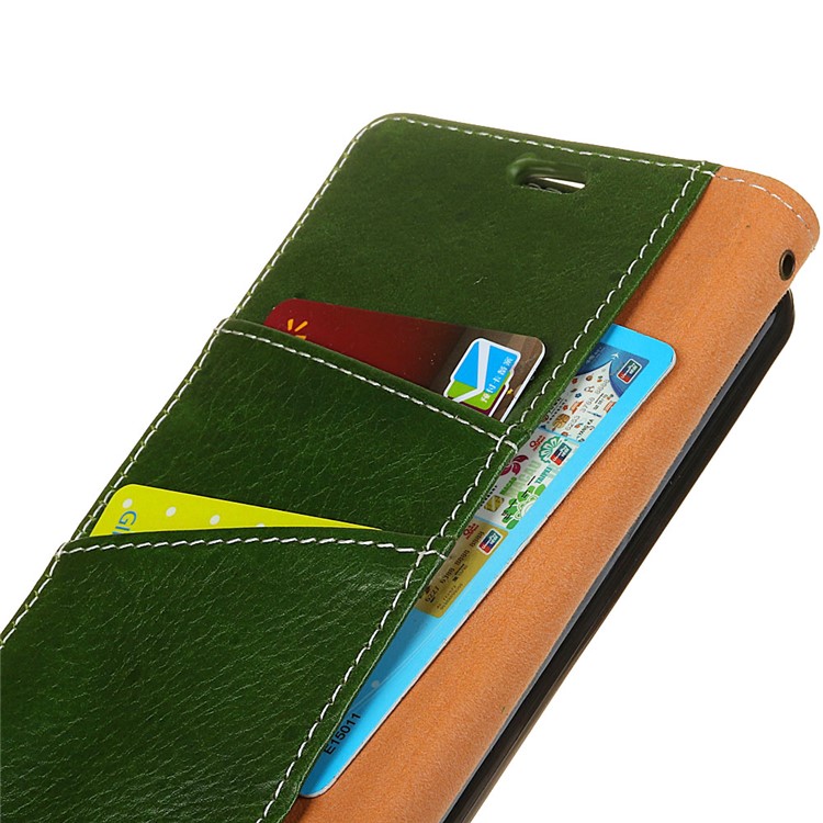 Crazy Horse Texture Genuine Leather Wallet Cover for Samsung Galaxy S9+ G965 - Green-2