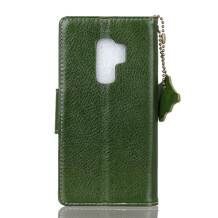 Crazy Horse Texture Genuine Leather Wallet Cover for Samsung Galaxy S9+ G965 - Green-3