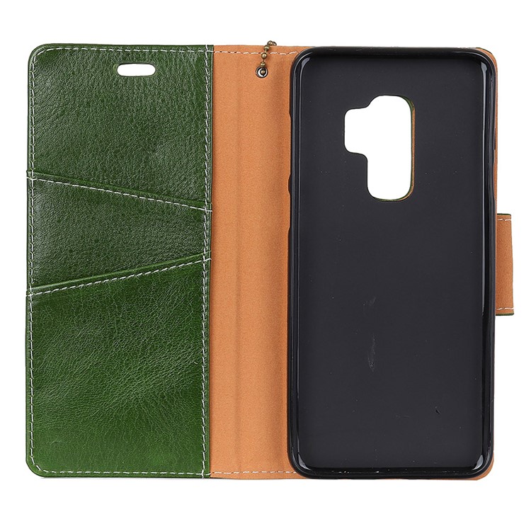 Crazy Horse Texture Genuine Leather Wallet Cover for Samsung Galaxy S9+ G965 - Green-4