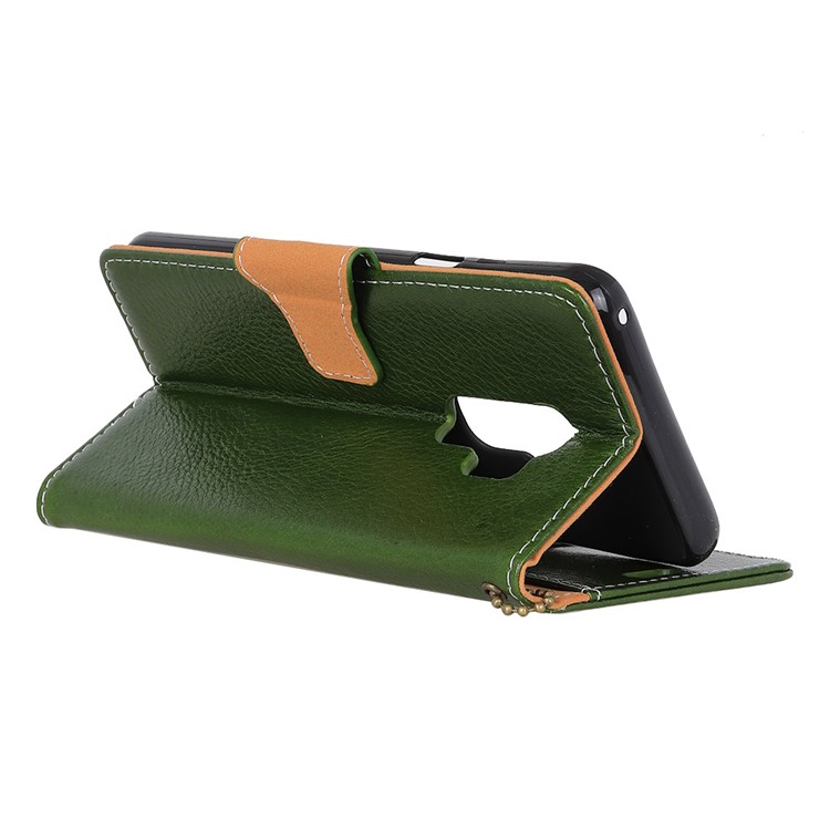Crazy Horse Texture Genuine Leather Wallet Cover for Samsung Galaxy S9+ G965 - Green-5
