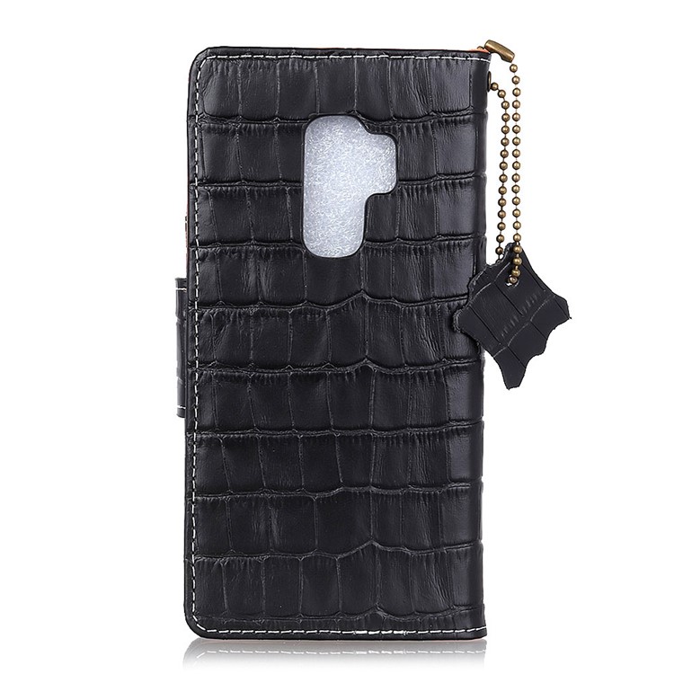 Crocodile Texture Genuine Leather Wallet Stand Case for Samsung Galaxy S9 Plus G965 - Black-4