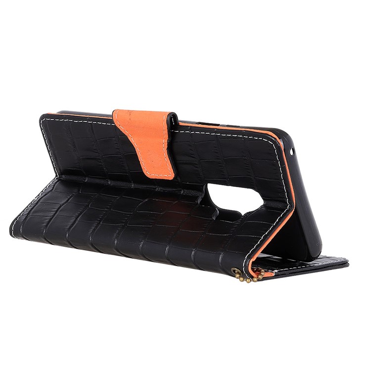 Crocodile Texture Genuine Leather Wallet Stand Case for Samsung Galaxy S9 Plus G965 - Black-6