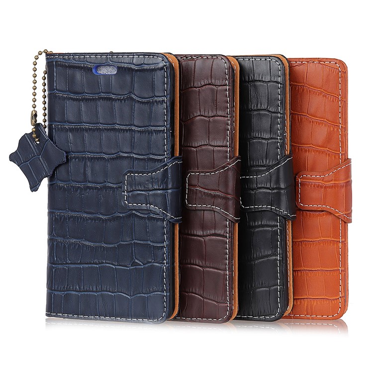 Crocodile Texture Genuine Leather Wallet Stand Case for Samsung Galaxy S9 Plus G965 - Black-7