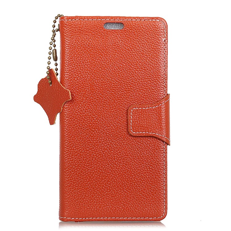 For Samsung Galaxy S9 Plus G965 Litchi Texture Genuine Leather Wallet Flip Case with Stand - Orange-1
