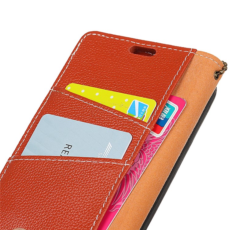 For Samsung Galaxy S9 Plus G965 Litchi Texture Genuine Leather Wallet Flip Case with Stand - Orange-2