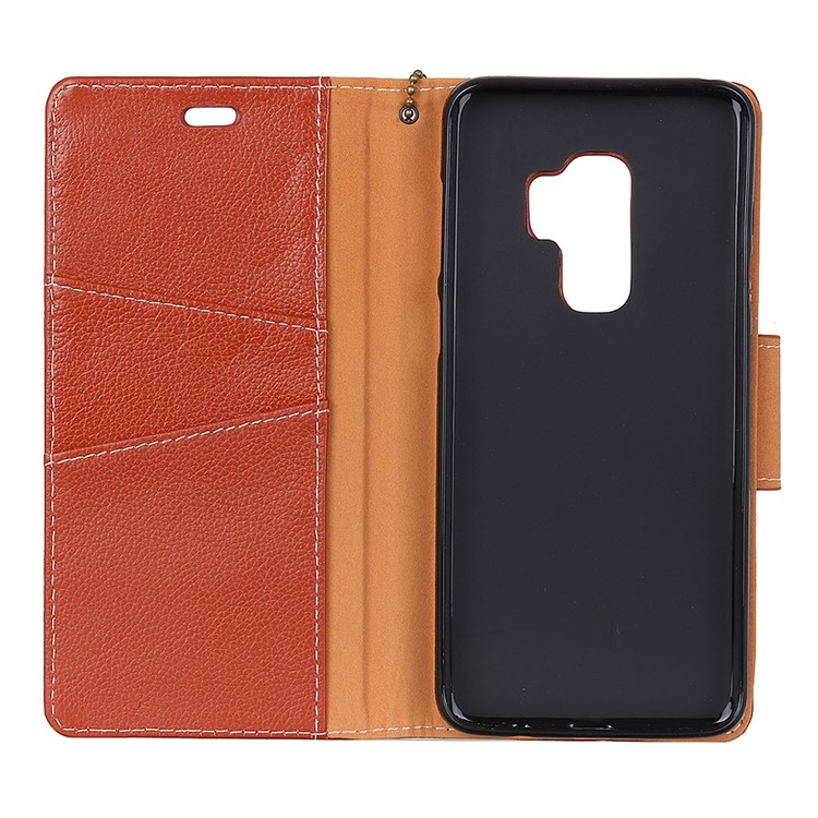 For Samsung Galaxy S9 Plus G965 Litchi Texture Genuine Leather Wallet Flip Case with Stand - Orange-4