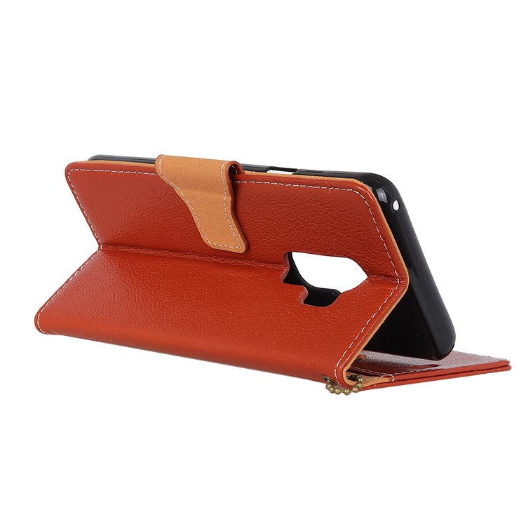 For Samsung Galaxy S9 Plus G965 Litchi Texture Genuine Leather Wallet Flip Case with Stand - Orange-5