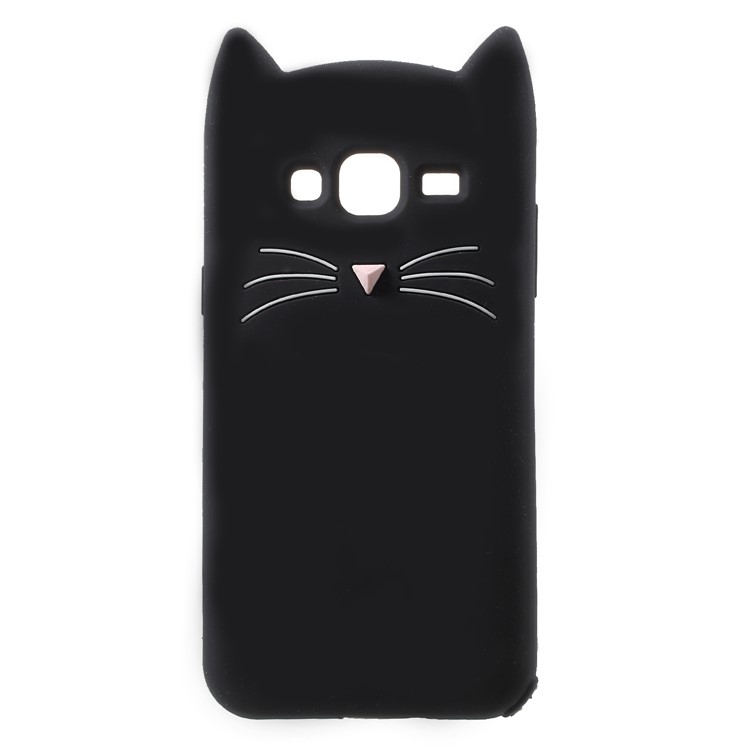3D Moustache Cat Silicone Case for Samsung Galaxy J3 (2016) - Black-2