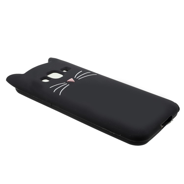 3D Moustache Cat Silicone Case for Samsung Galaxy J3 (2016) - Black-4