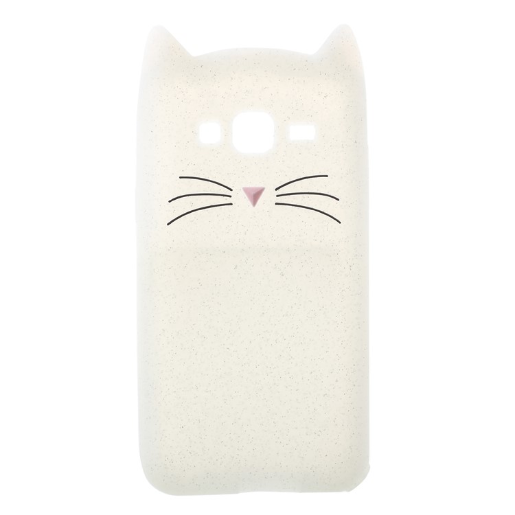 3D Moustache Cat Silicone Shell Case for Samsung Galaxy J3 (2016) - White-2