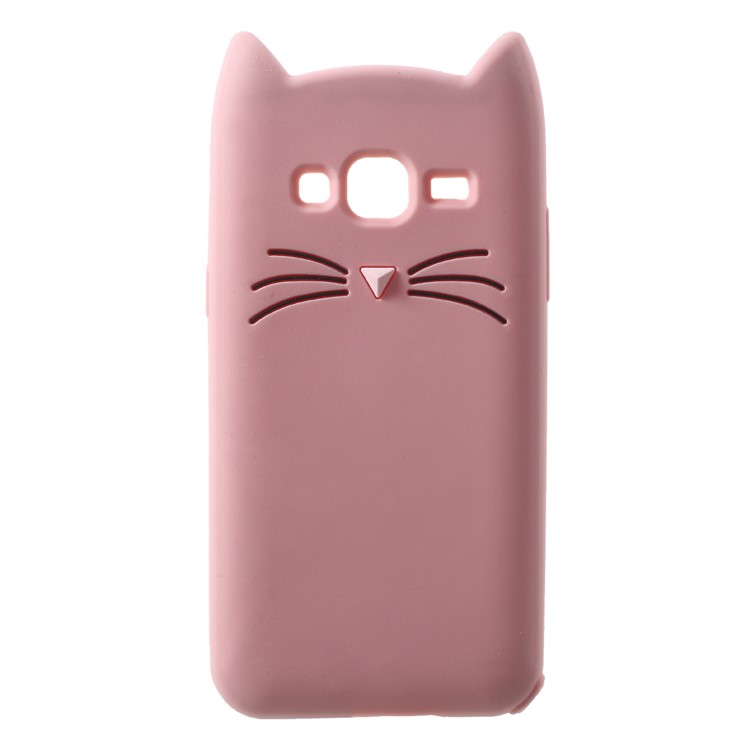 3D Moustache Cat Silicone Phone Case for Samsung Galaxy J3 (2016) - Pink-2
