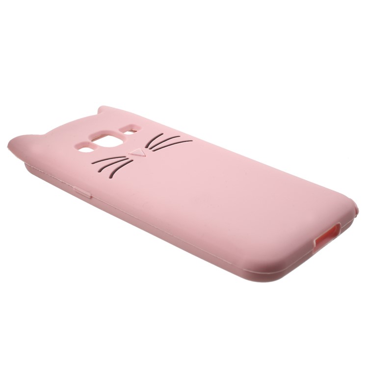3D Moustache Cat Silicone Phone Case for Samsung Galaxy J3 (2016) - Pink-4