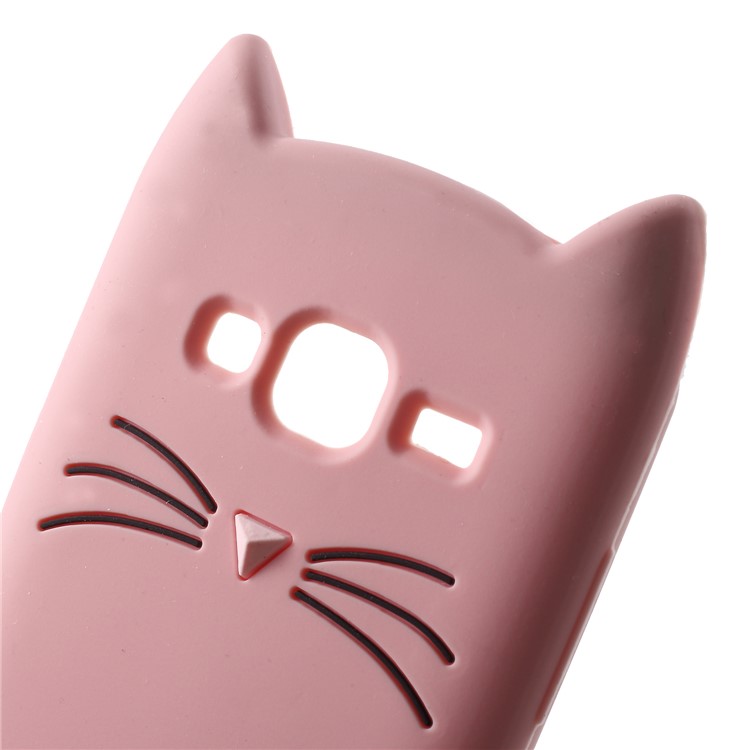 3D Moustache Cat Silicone Phone Case for Samsung Galaxy J3 (2016) - Pink-5