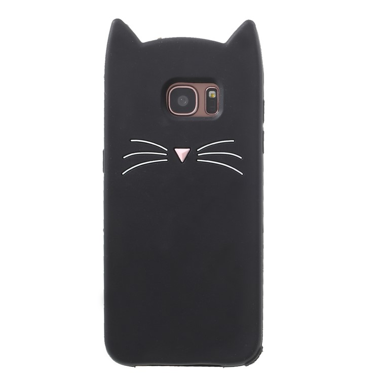 3D Moustache Cat Silicone Case for Samsung Galaxy S7 edge SM-G935 - Black-2