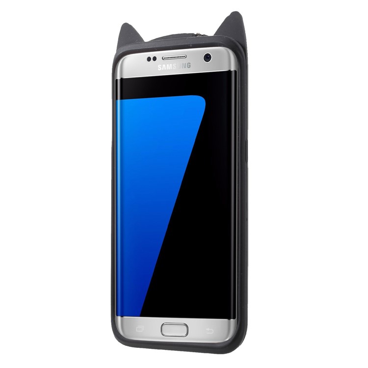 3D Moustache Cat Silicone Case for Samsung Galaxy S7 edge SM-G935 - Black-3