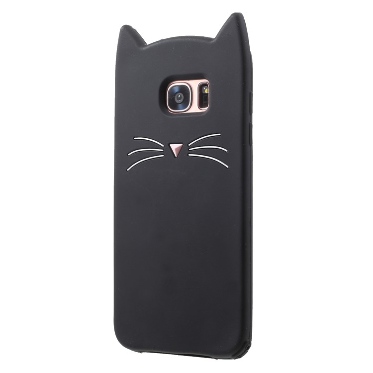 3D Moustache Cat Silicone Case for Samsung Galaxy S7 edge SM-G935 - Black-4