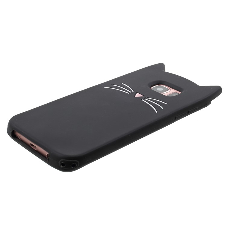 3D Moustache Cat Silicone Case for Samsung Galaxy S7 edge SM-G935 - Black-5