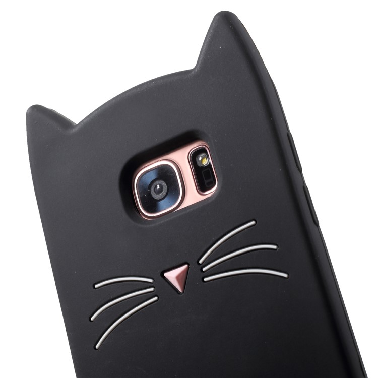 3D Moustache Cat Silicone Case for Samsung Galaxy S7 edge SM-G935 - Black-6