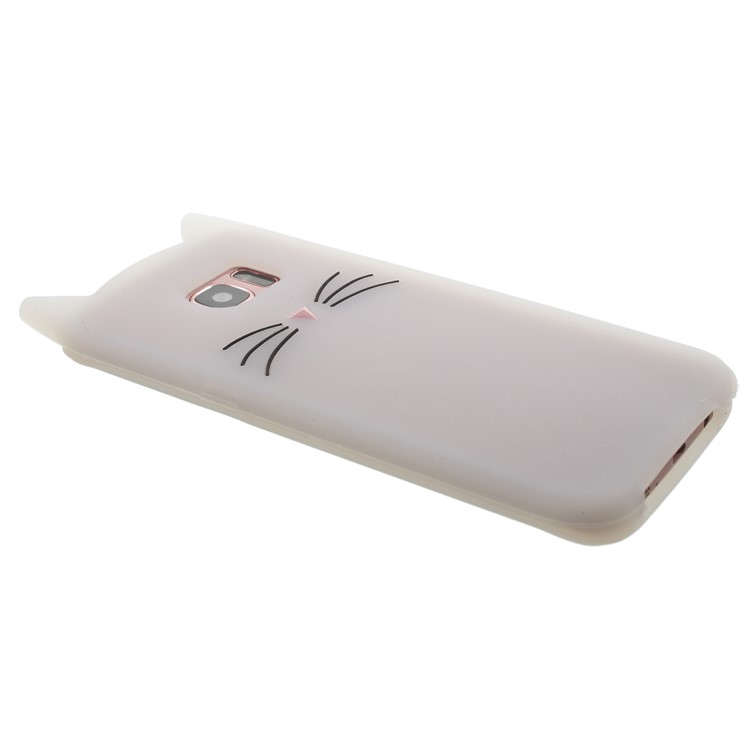 3D Moustache Cat Silicone Back Case for Samsung Galaxy S7 edge SM-G935 - White-5