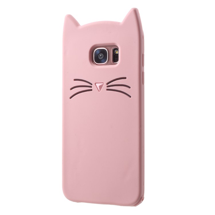 3D Moustache Cat Silicone Protection Case for Samsung Galaxy S7 edge SM-G935 - Pink-4