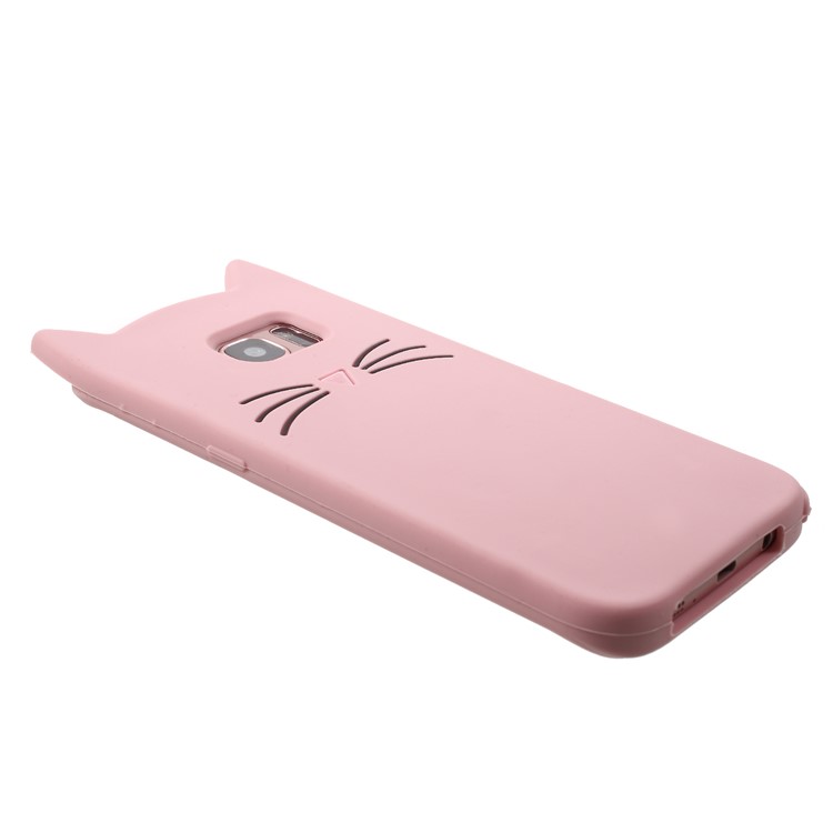 3D Moustache Cat Silicone Protection Case for Samsung Galaxy S7 edge SM-G935 - Pink-5