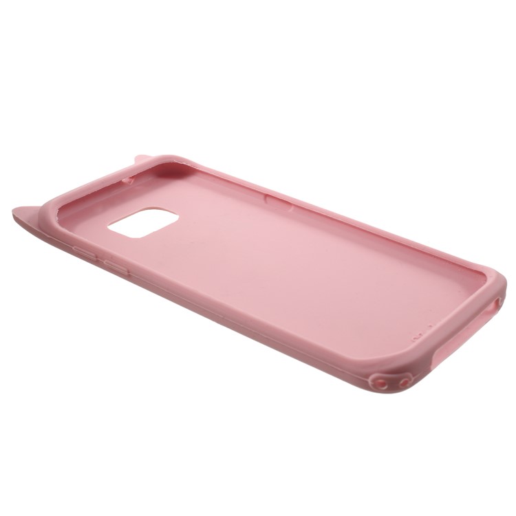 3D Moustache Cat Silicone Protection Case for Samsung Galaxy S7 edge SM-G935 - Pink-8