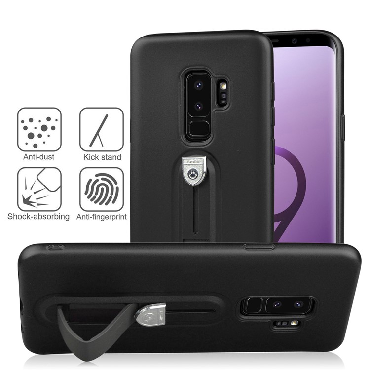Matte TPU Soft Case with Sliding Kickstand for Samsung Galaxy S9 Plus SM-G965 - Black-3