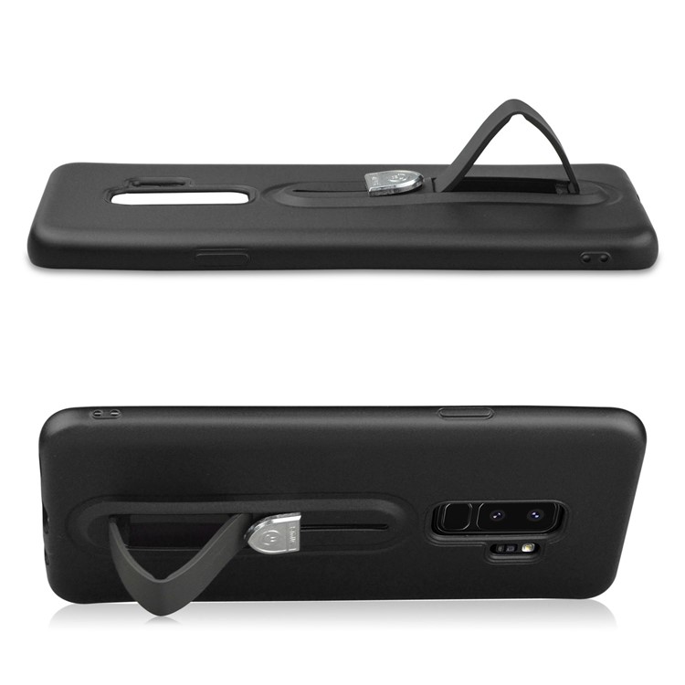 Matte TPU Soft Case with Sliding Kickstand for Samsung Galaxy S9 Plus SM-G965 - Black-4