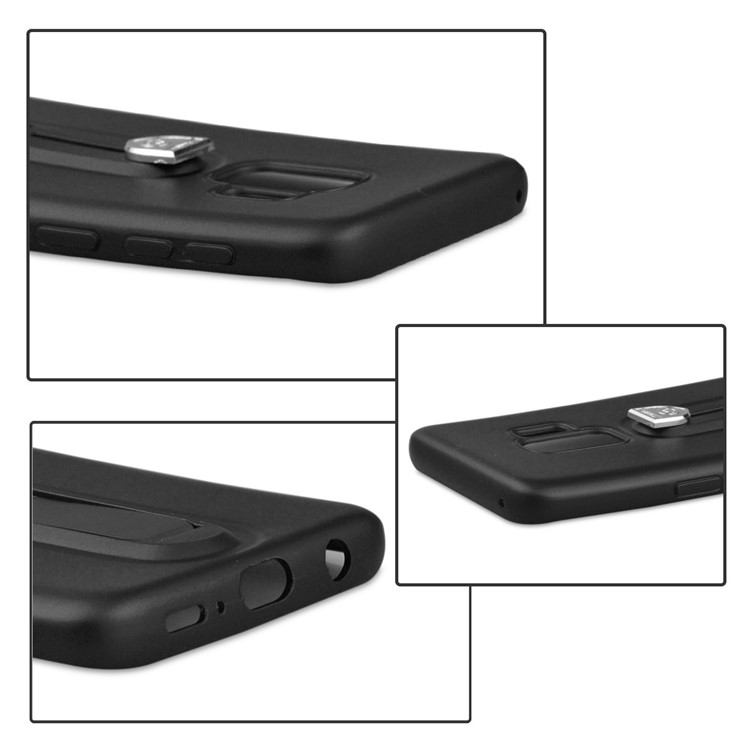 Matte TPU Soft Case with Sliding Kickstand for Samsung Galaxy S9 Plus SM-G965 - Black-5