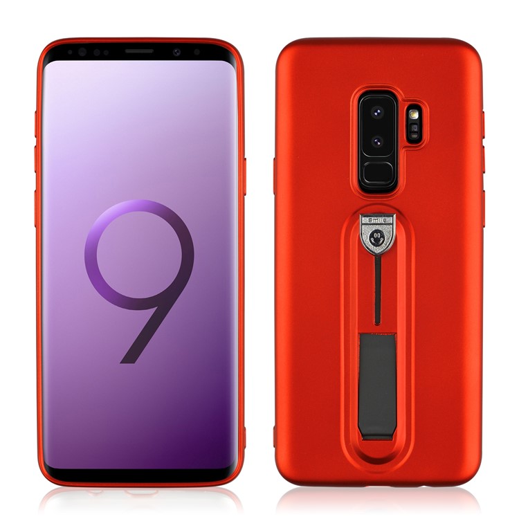 Matte TPU Phone Shell with Sliding Kickstand for Samsung Galaxy S9 Plus SM-G965 - Red-1