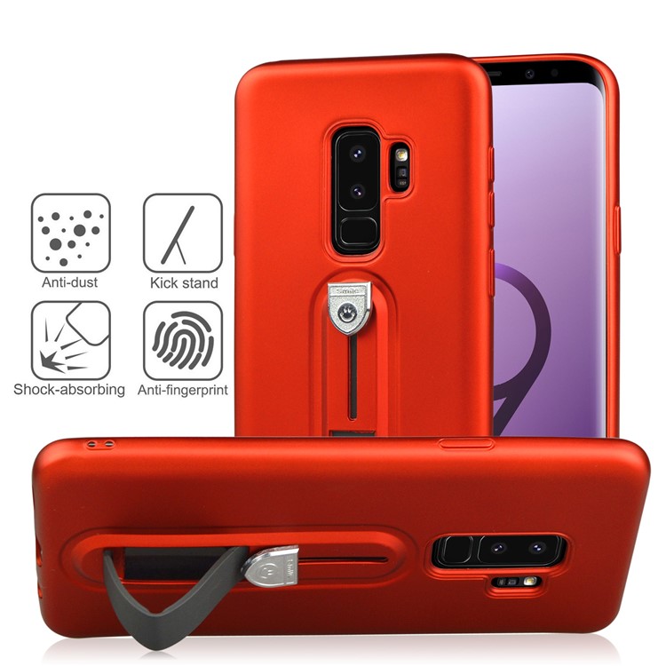 Matte TPU Phone Shell with Sliding Kickstand for Samsung Galaxy S9 Plus SM-G965 - Red-3