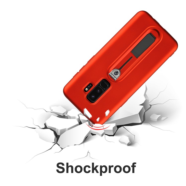 Matte TPU Phone Shell with Sliding Kickstand for Samsung Galaxy S9 Plus SM-G965 - Red-6